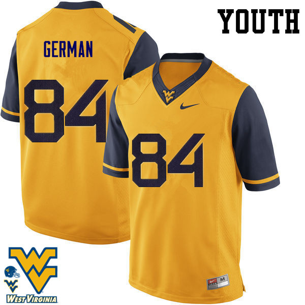 NCAA Youth Nate German West Virginia Mountaineers Gold #84 Nike Stitched Football College Authentic Jersey OJ23K45CW